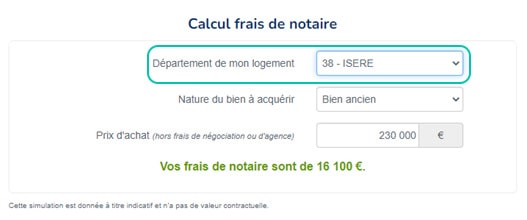 Calcul frais de notaire